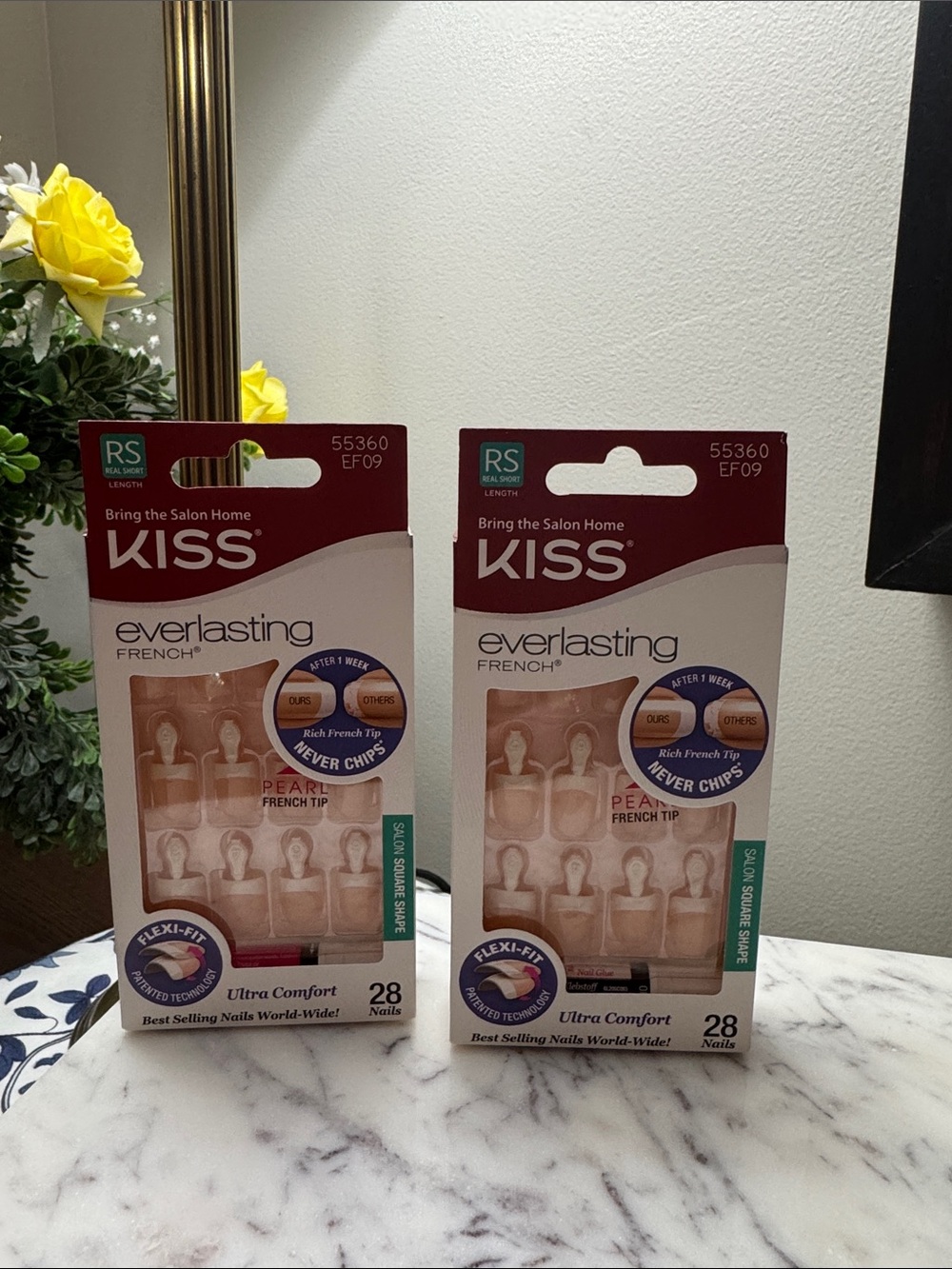 KISS Everlasting French Pearl Tip Artificial Nails - White and Pink Accents - 2